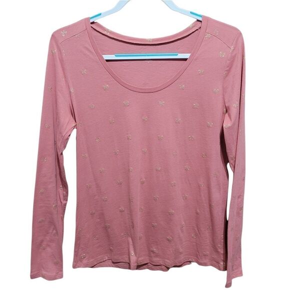 Pink with gold bow Loft long sleeve tee - Picture 1 of 1